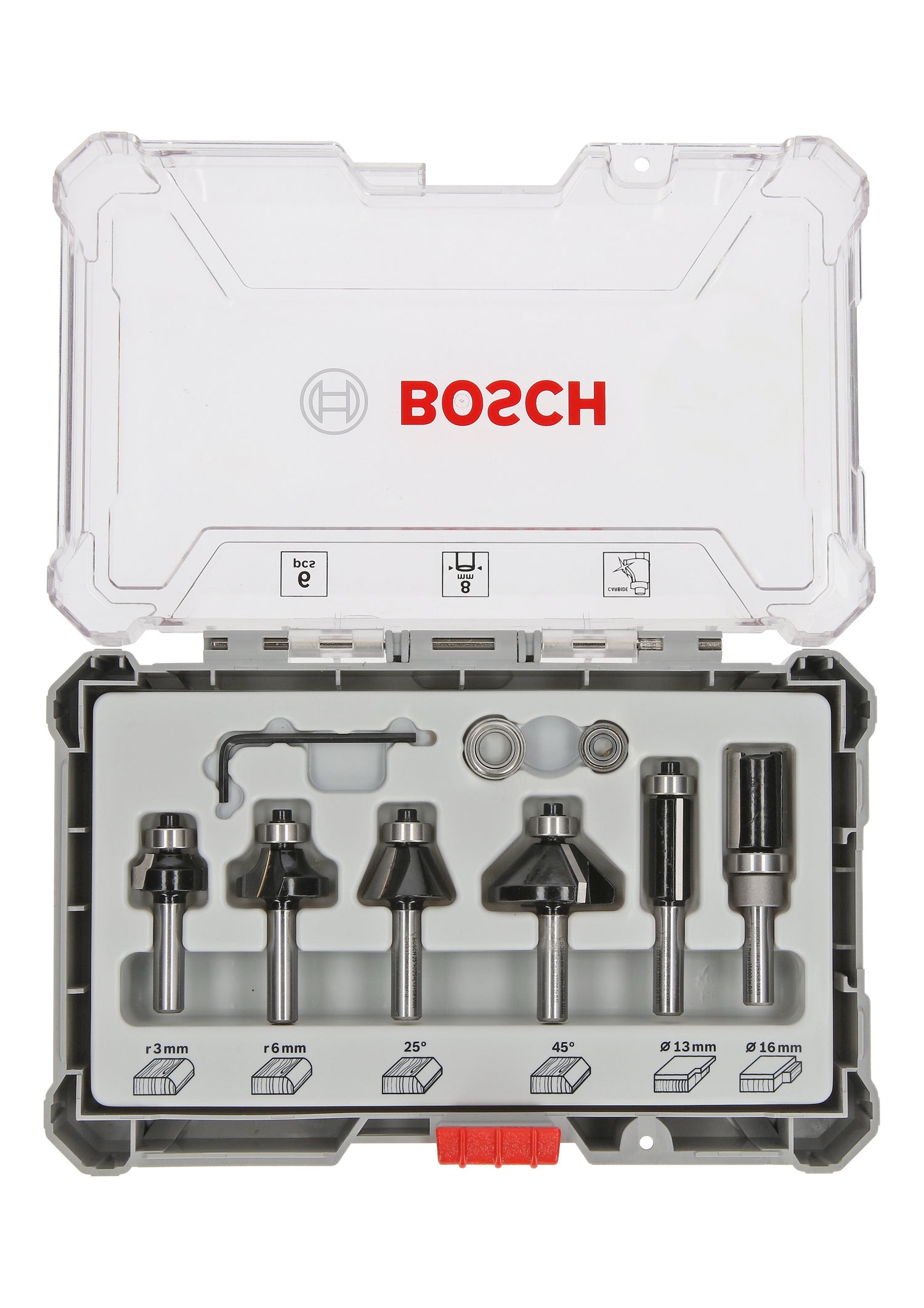 Bosch 6-teiliges Rand- und Kantenfräser-Set, 8-mm-Schaft